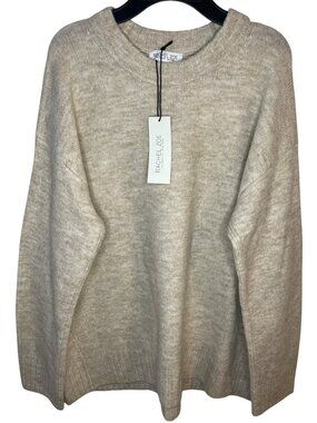 Rachel Zoe Tan Beige Long Sleeve Crew Neck Sweater Women's Size Medium NWT